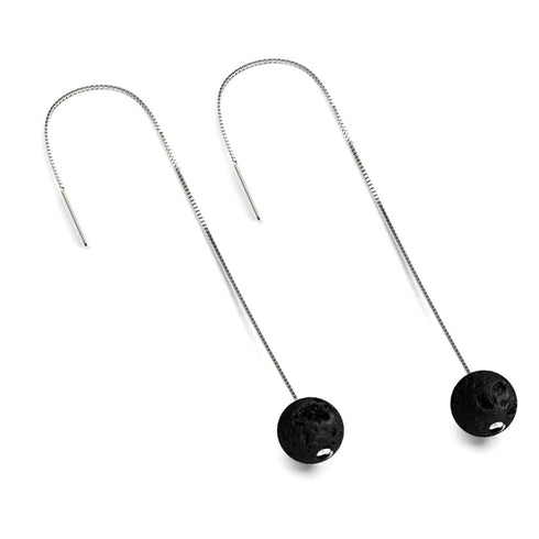 Diffuseur de pierres de lave | Argent sterling .925 | Boucles d'oreilles à enfiler avec chaîne en pierres précieuses